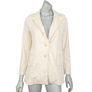 JESS MEANY 2 Button Blazer Jacket Beige Cotton Women's Size Medium